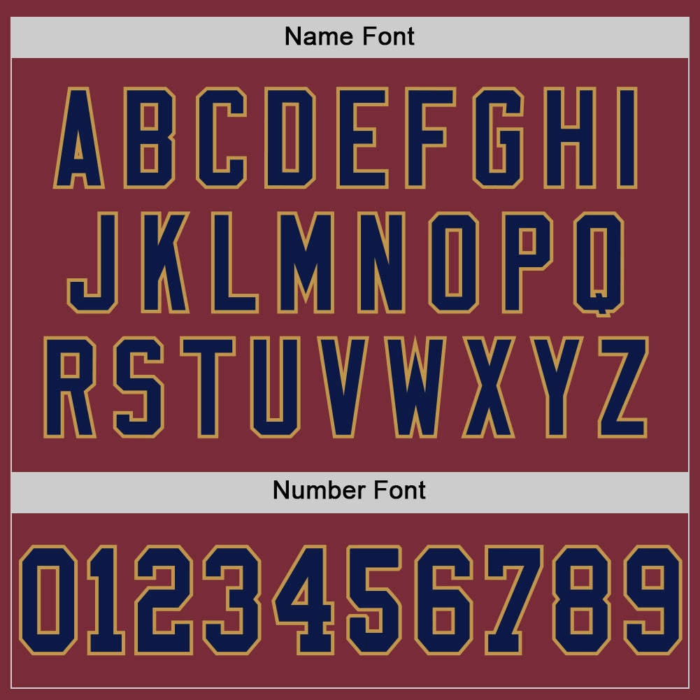 Custom Burgundy Navy-Old Gold Mesh Authentic Throwback Football Jersey