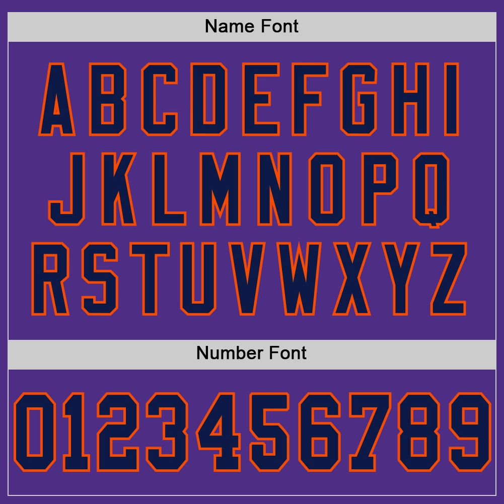 Custom Purple Navy-Orange Mesh Authentic Throwback Football Jersey