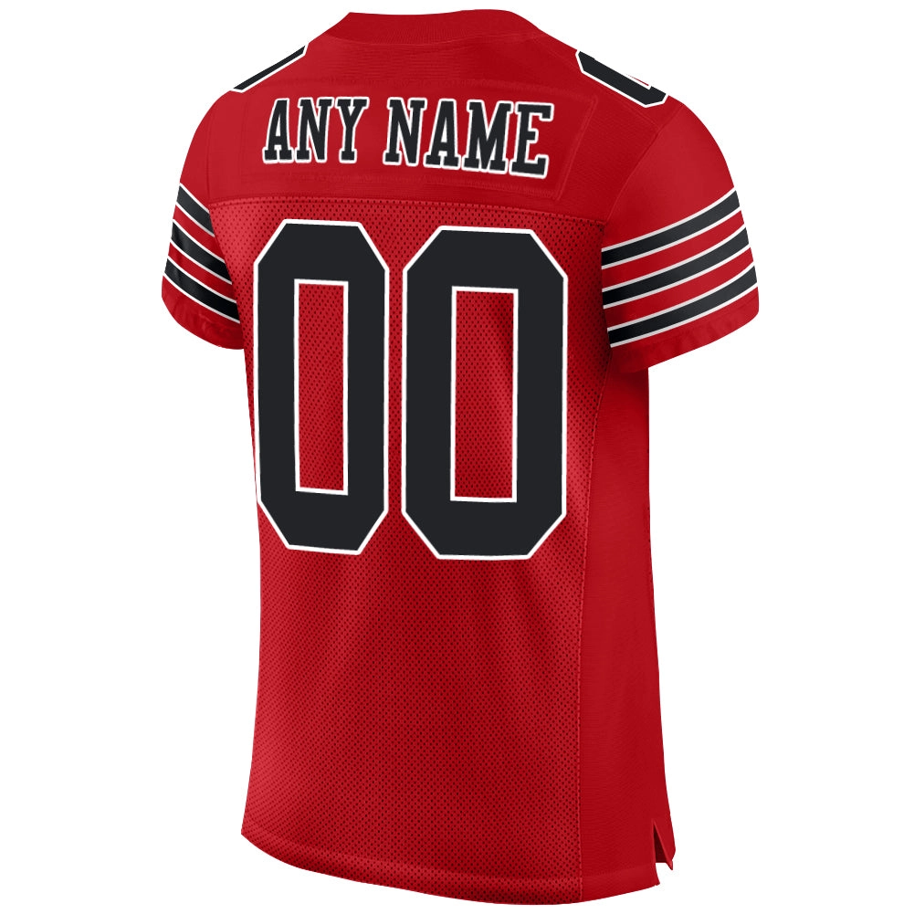 Custom Red Black-White Mesh Authentic Football Jersey