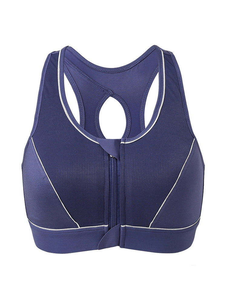 Front Zipper Moisture Wicking High Impact Reversible Seamless Sports Bra