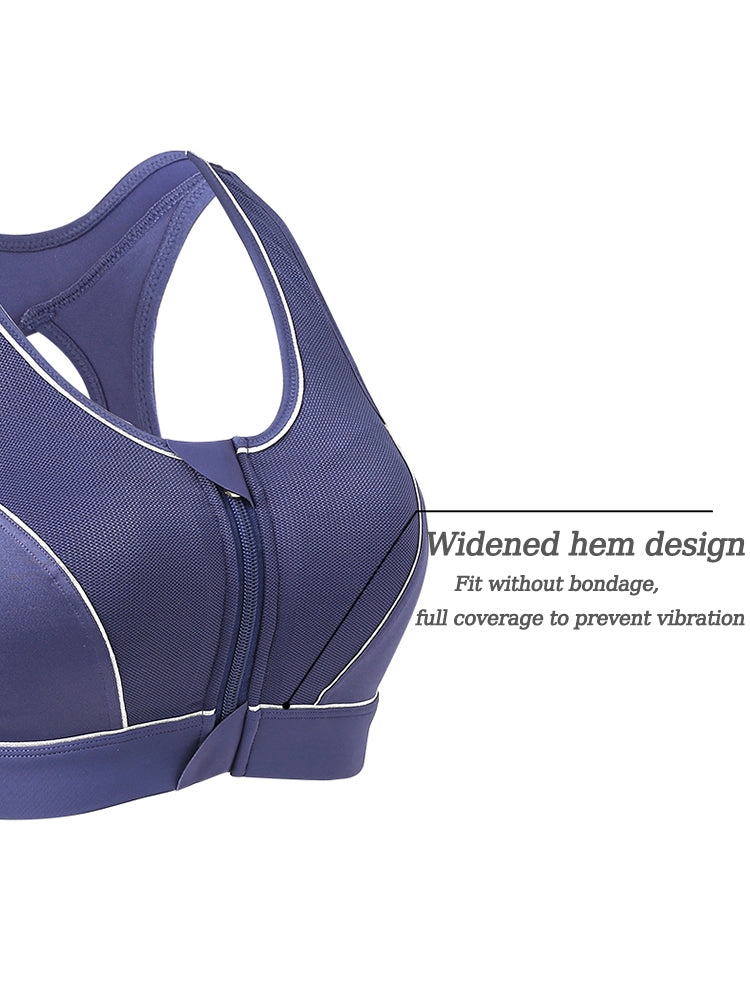 Front Zipper Moisture Wicking High Impact Reversible Seamless Sports Bra