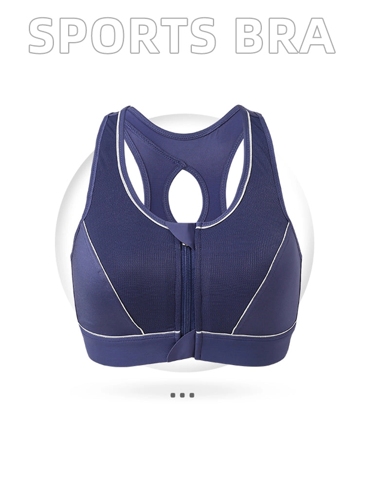 Front Zipper Moisture Wicking High Impact Reversible Seamless Sports Bra