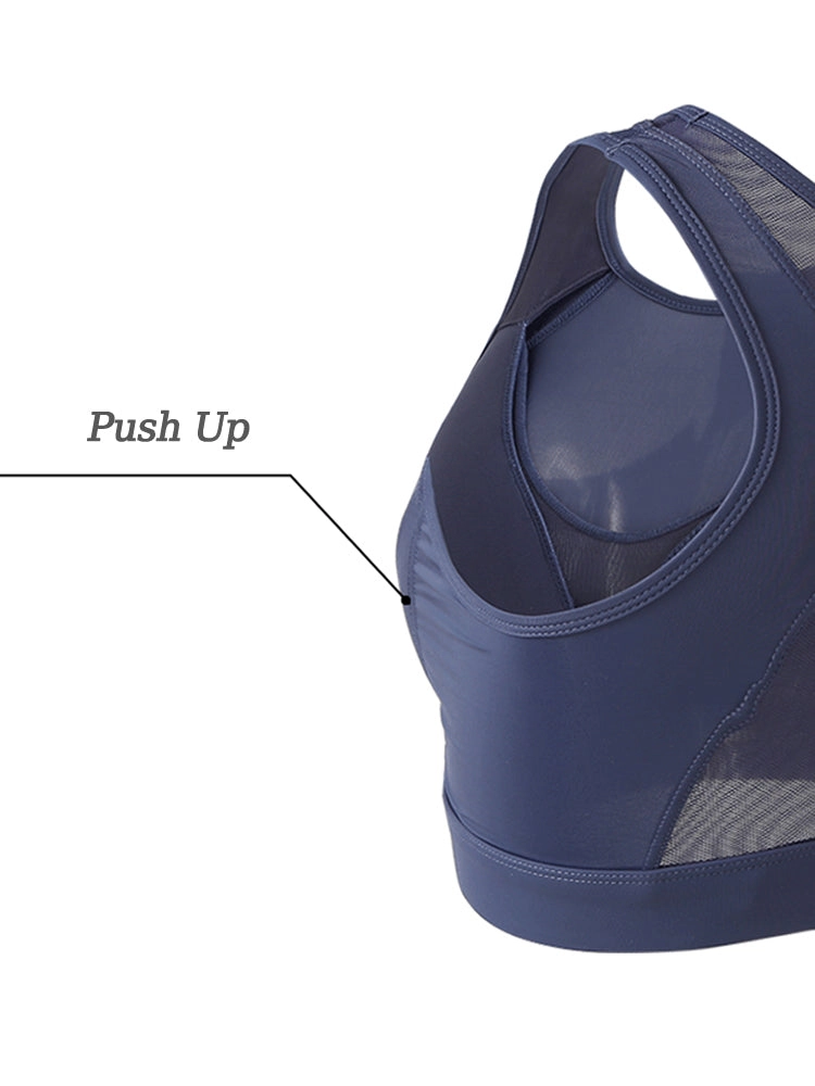 Front Zipper Moisture Wicking High Impact Reversible Seamless Sports Bra