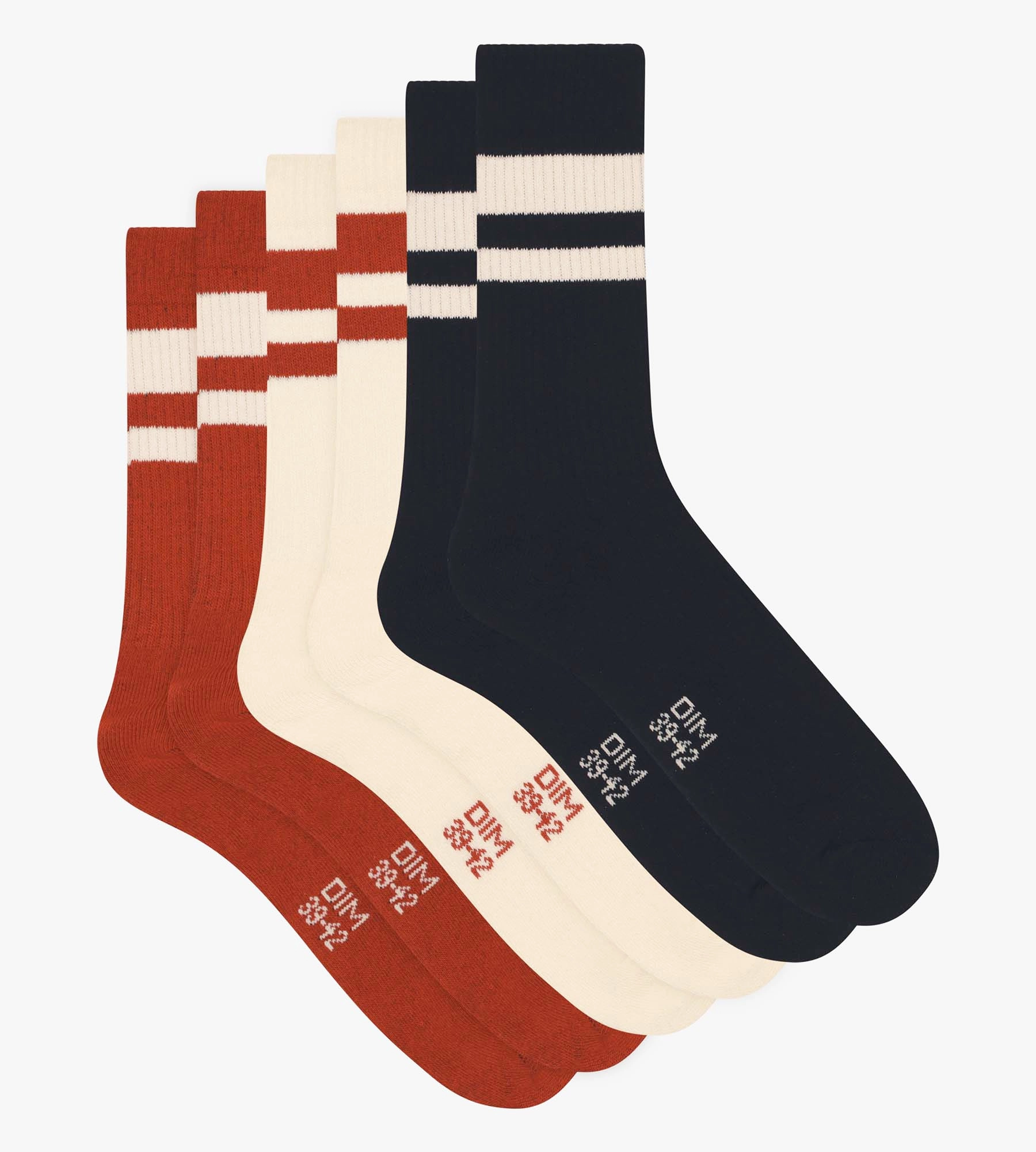 Lot de 3 paires de chaussettes homme en coton Rouge EcoDim Sport