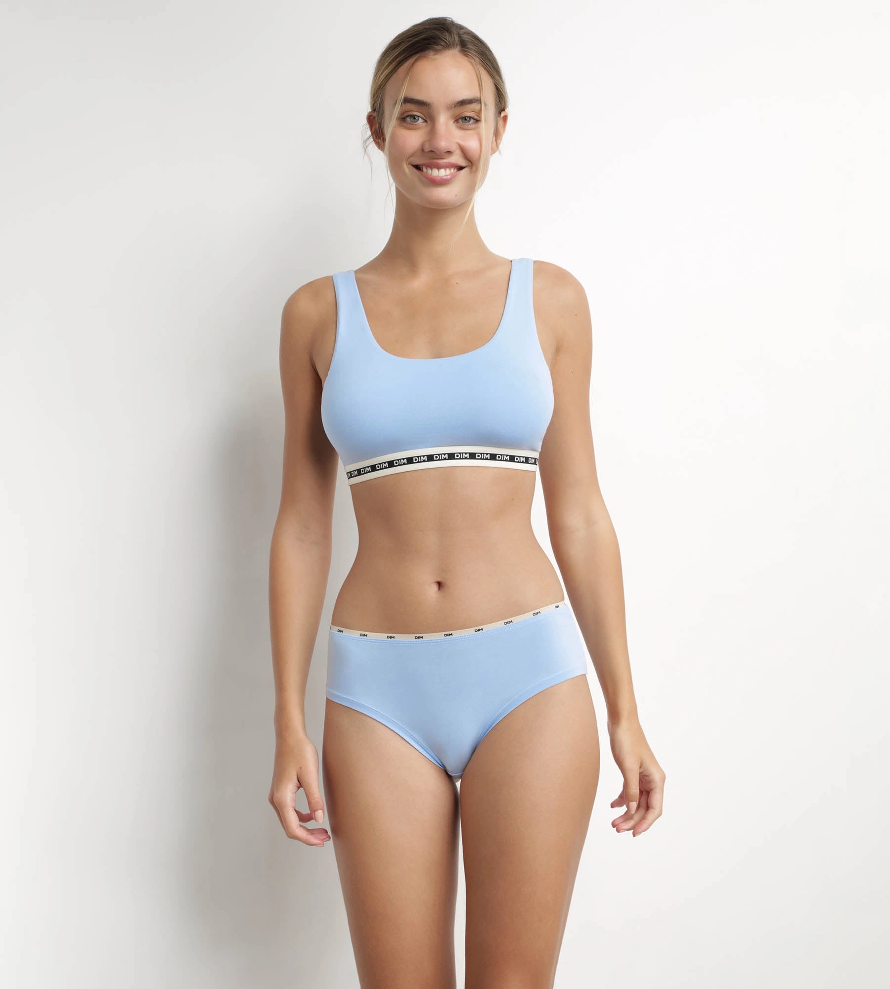 Slip femme en coton modal Bleu à fine ceinture Dim Icons Essentiel