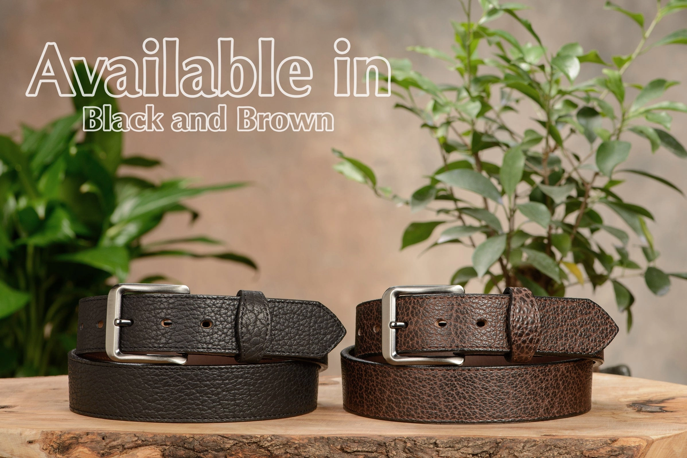 The Forester: Men's Black Stitched American Bison Leather Belt 1.50"