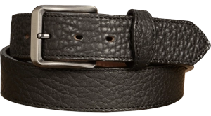 The Forester: Men's Black Stitched American Bison Leather Belt 1.50"