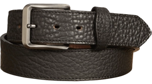The Forester: Men's Black Stitched American Bison Leather Belt 1.50"