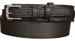 The Forester: Men's Black Stitched American Bison Ranger Leather Belt 1.50"
