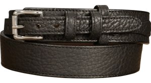 The Forester: Men's Black Stitched American Bison Ranger Leather Belt 1.50"