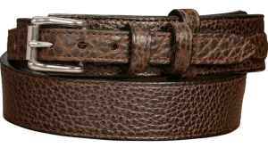 The Forester: Men's Brown Stitched American Bison Ranger Leather Belt 1.50"