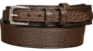 The Forester: Men's Brown Stitched American Bison Ranger Leather Belt 1.50"