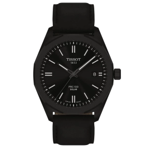Tissot PRC 100 Solar 39mm Black Dial Black PVD Steel Quartz Watch T1514223605100
