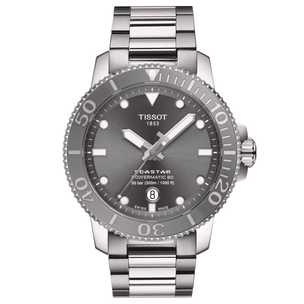 Tissot Seastar 1000 Powermatic 80 Grey Dial 43mm Automatic Gents Watch T1204071108101