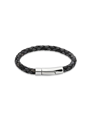 Unique & Co. 21cm Antique Black Leather Bracelet