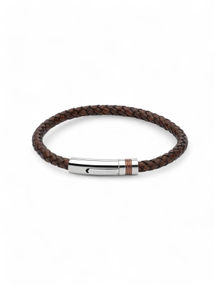 Unique & Co. 21cm Antique Dark Brown Leather Bracelet with Brown IP Plated Clasp