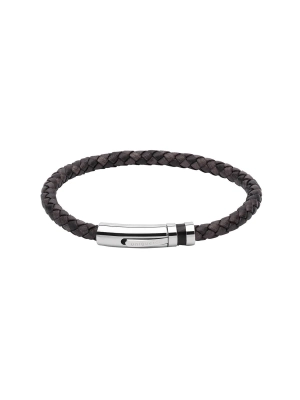 Unique & Co. 23cm Antique Black Leather Bracelet with Leather Inlay Clasp