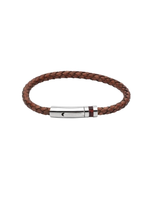 Unique & Co. 23cm Antique Brown Leather Bracelet with Leather Inlay Clasp